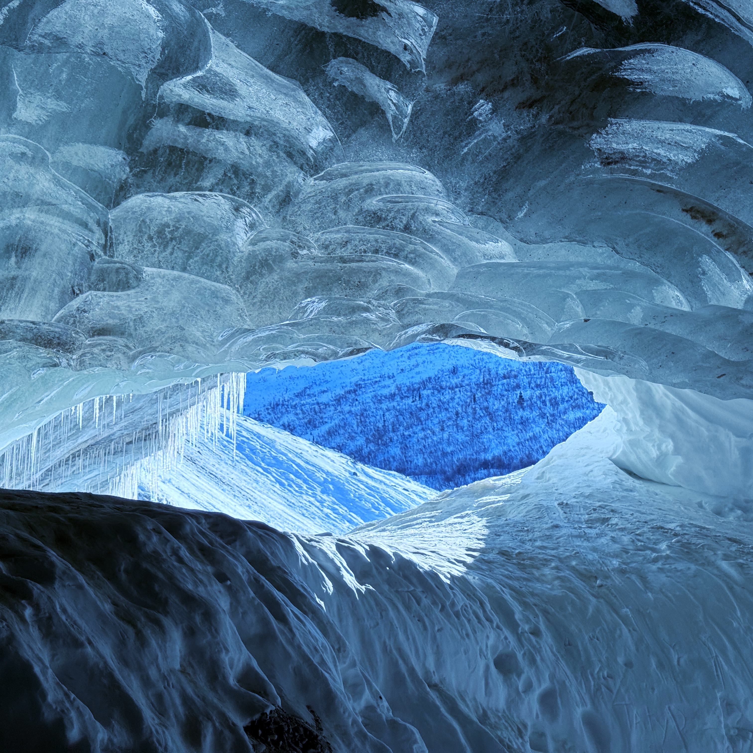 Blue ice cave adventure